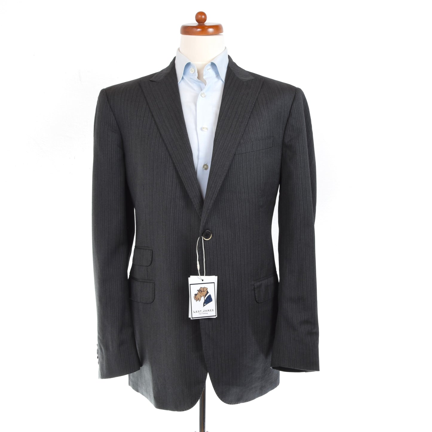 Corneliani Trend Peak Lapel Wool Suit Size 54 - Grey Stripe