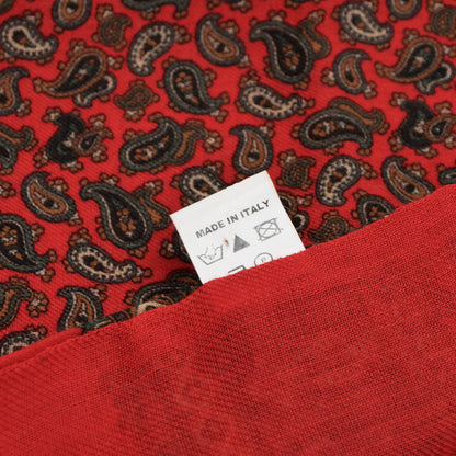 Wool Paisley Dress Scarf - Red