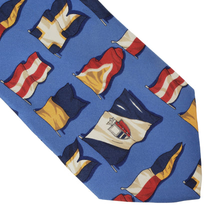 Breuer Silk Nautical Flag Motif Tie - Blue