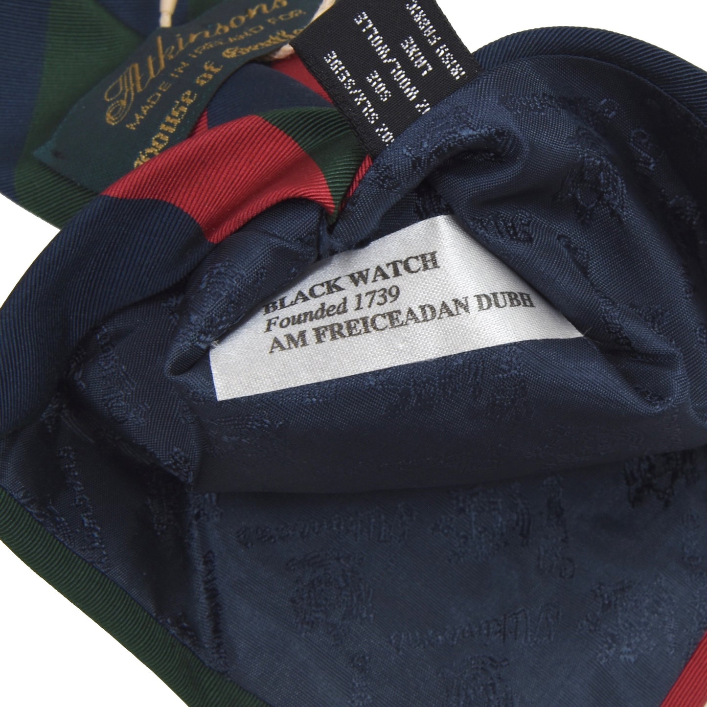 Atkinsons Krawatte aus irischer Popeline, Wolle/Seide, blau/grün/rot gestreift