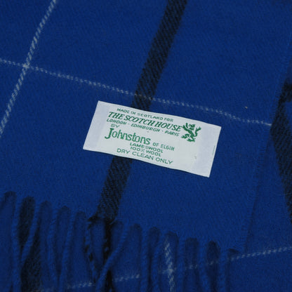 Johnstons of Elgin Schal 100% Wolle Länge 139 cm - Blau Kariert