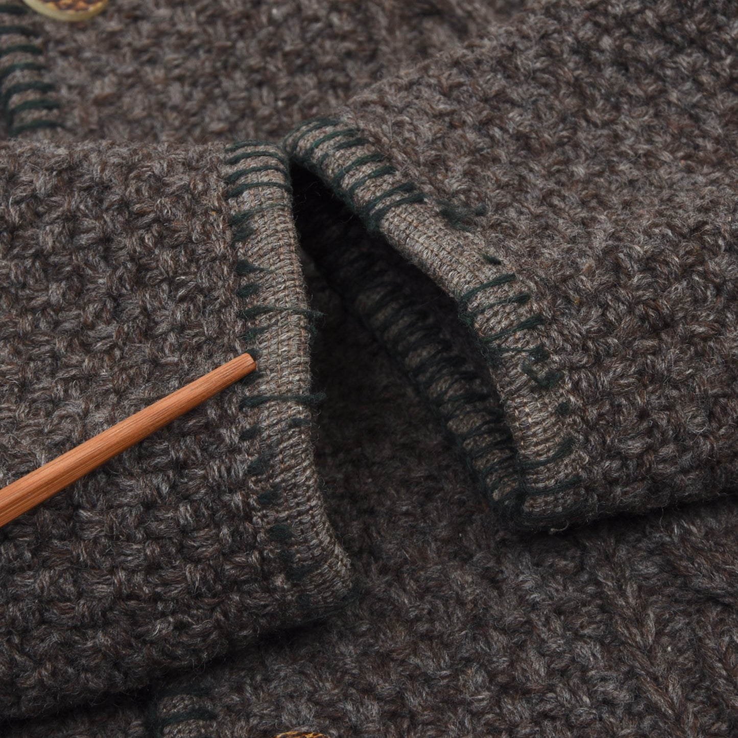Stapf Austria Trachten Wool Cardigan Sweater Size 52 - Brown-Grey