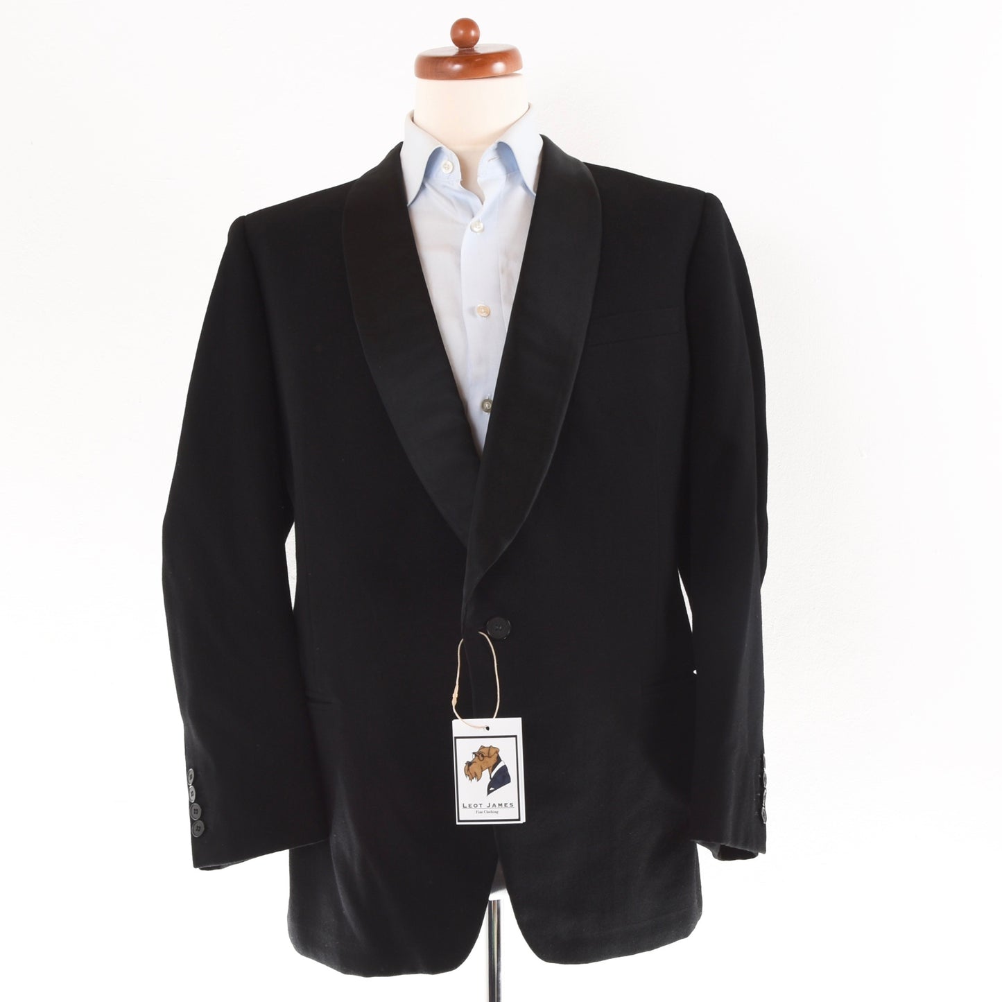 Vintage Handmade Bespoke Wool Shawl Lapel Tuxedo - Black