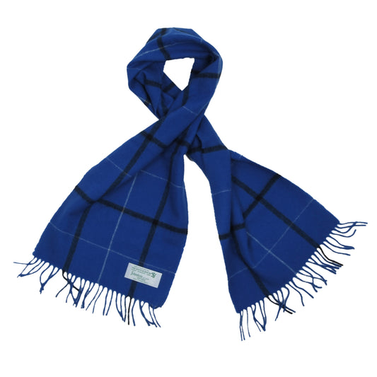 Johnstons of Elgin 100% Wool Scarf Length 139cm - Blue Windowpane