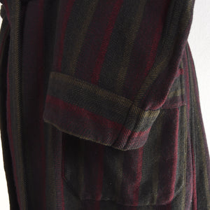 Vintage handgemachte Schalkragen Wolle Robe - gestreift