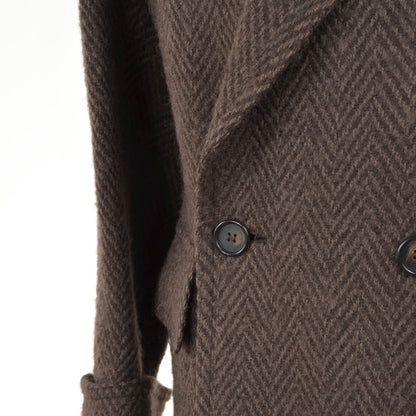 Cavelli Zweireihiger Mantel mit Fischgrätenmuster Größe 38 R - Braun