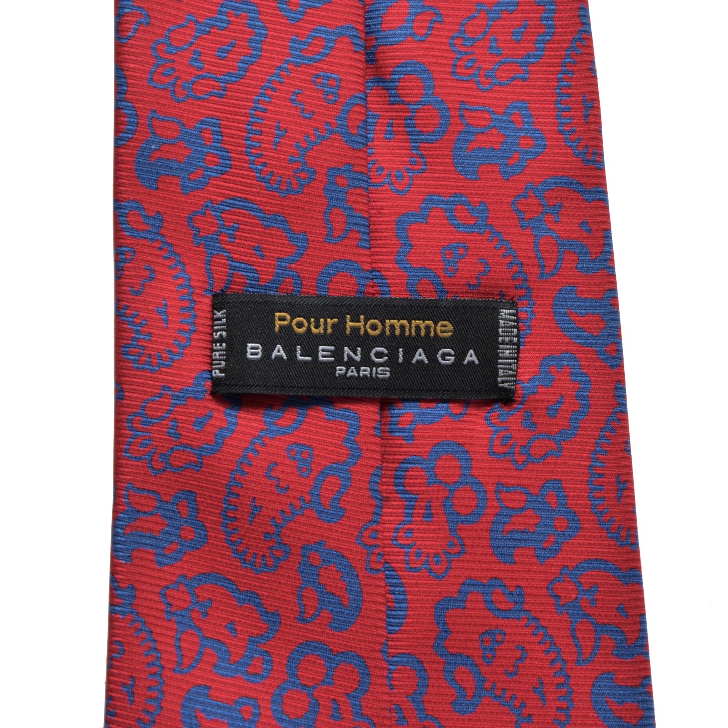 Balenciaga Paisley Silk Tie - Navy & Red