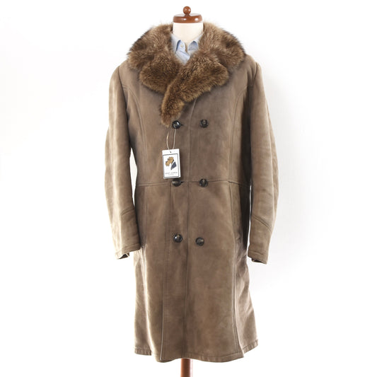 Hofstätter Wien Fur-Collared Shearling Coat Size 56 - Beige-Brown