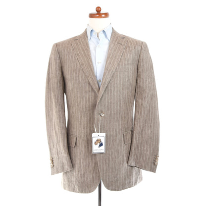 SuitSupply Linen Suit Size 50 - Beige Stripe
