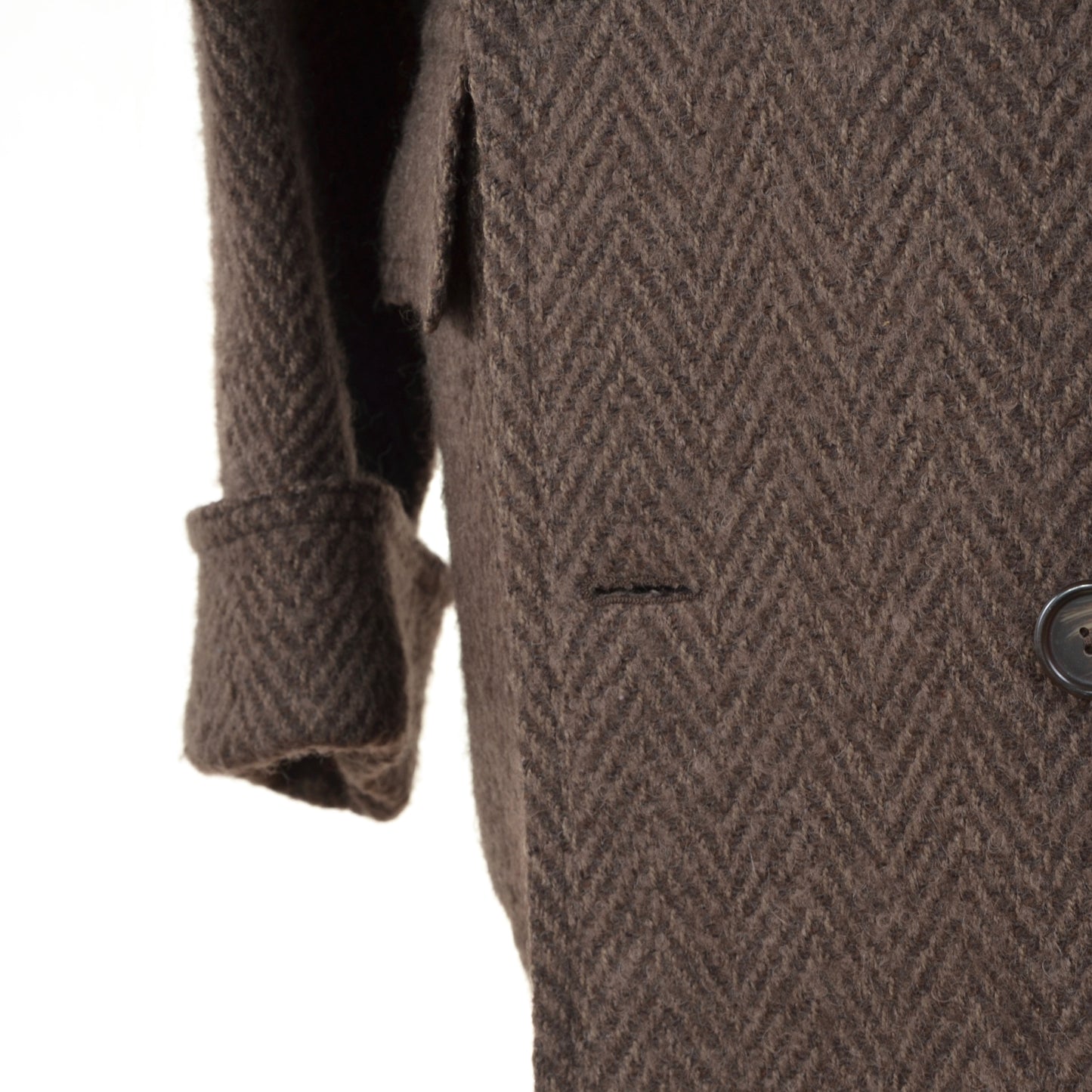 Cavelli Double-Breasted Herringbone Overcoat Size 38 R - Brown