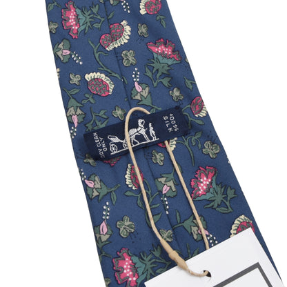 Hermès Paris Krawatte 7229 UA - Blaues Blumenmuster