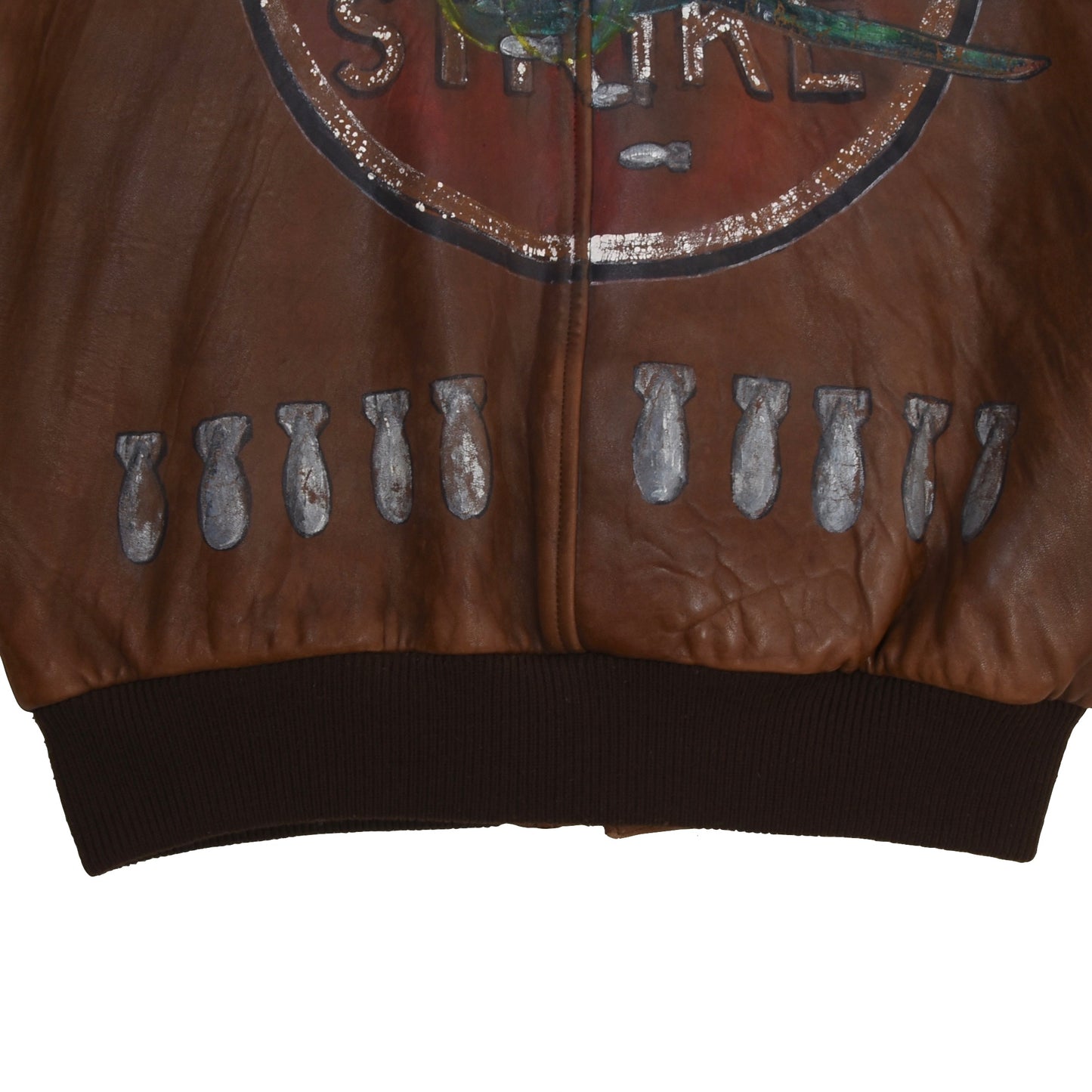 Vintage Handpainted Leather Flight Jacket Feat. Vietnam Patches - Brown