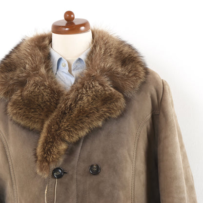 Hofstätter Wien Fur-Collared Shearling Coat Size 56 - Beige-Brown