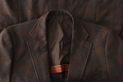 Baldessarini Wolljacke Größe 52 - Braun/Orange Windowpane