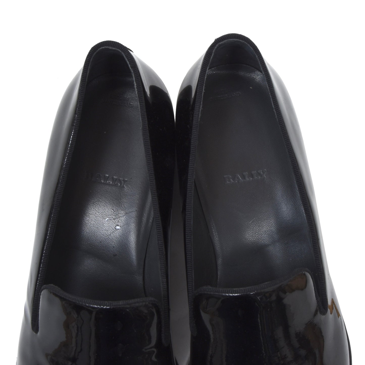 Bally Lackleder Tuxedo Loafers Größe EU 11/US 12 - Schwarz