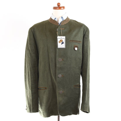 H. Moser Slubby Linen Janker/Jacket Size 54 - Green