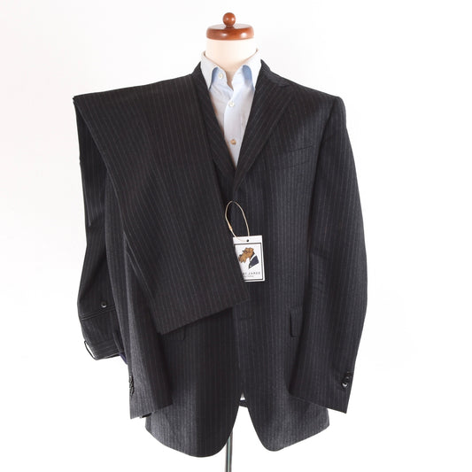 Boglioli Wool Flannel Suit Size 52 - Charcoal Chalk Stripe