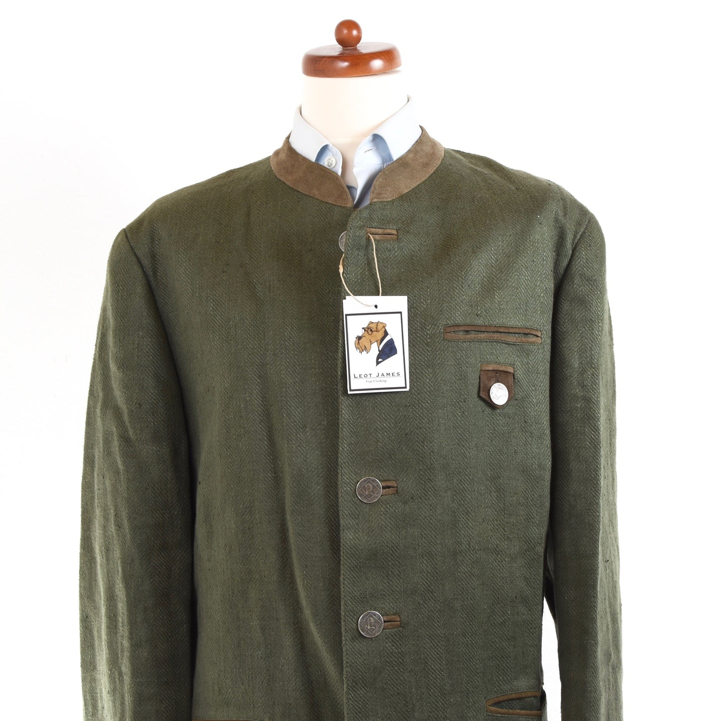 H. Moser Slubby Linen Janker/Jacket Size 54 - Green