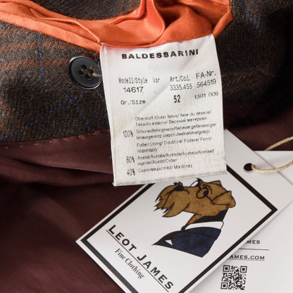 Baldessarini Wolljacke Größe 52 - Braun/Orange Windowpane