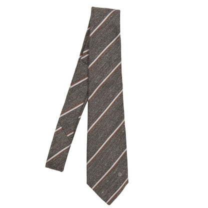 Dunhill London Krawatte aus Seide/Leinen – Braune Streifen