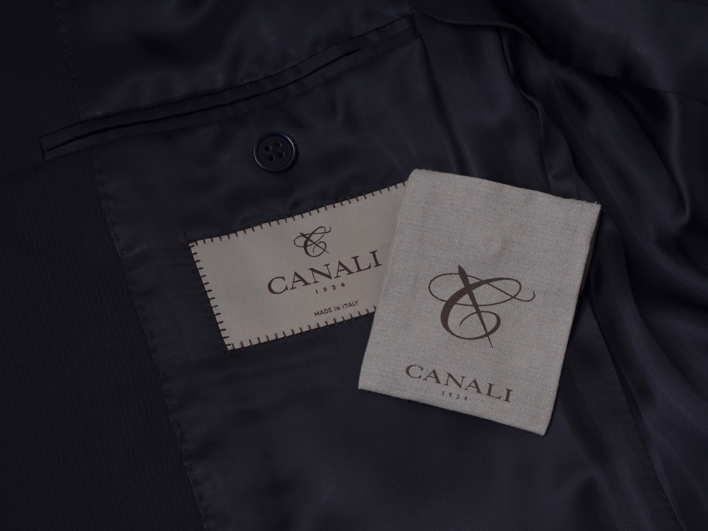 Canali 1934 Wool Suit Size 50 - Dark Navy Blue