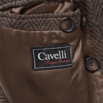 Cavelli Double-Breasted Herringbone Overcoat Size 38 R - Brown