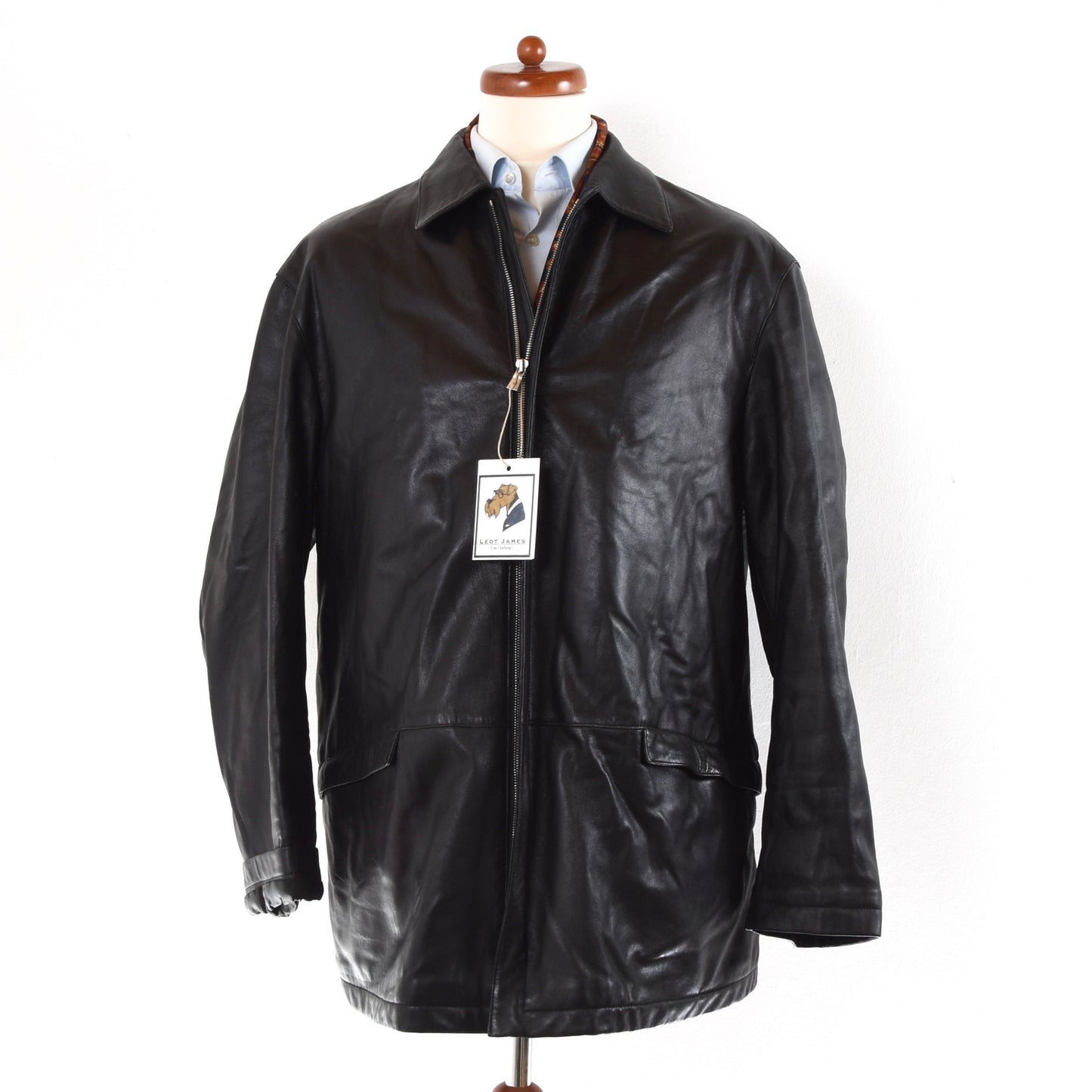 Hugo Boss Lambskin Leather Jacket Size 52 - Black