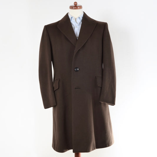 Vintage Moss Bros. Crombie Wool Overcoat Size 40R - Brown