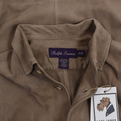 Ralph Lauren Purple Label Ziegenwildlederhemd Größe M - Taupe