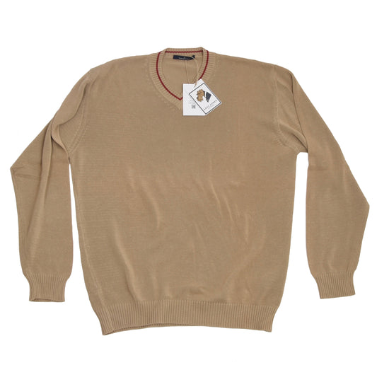 Ermenegildo Zegna Knit Cotton Sweater Size L - Tan