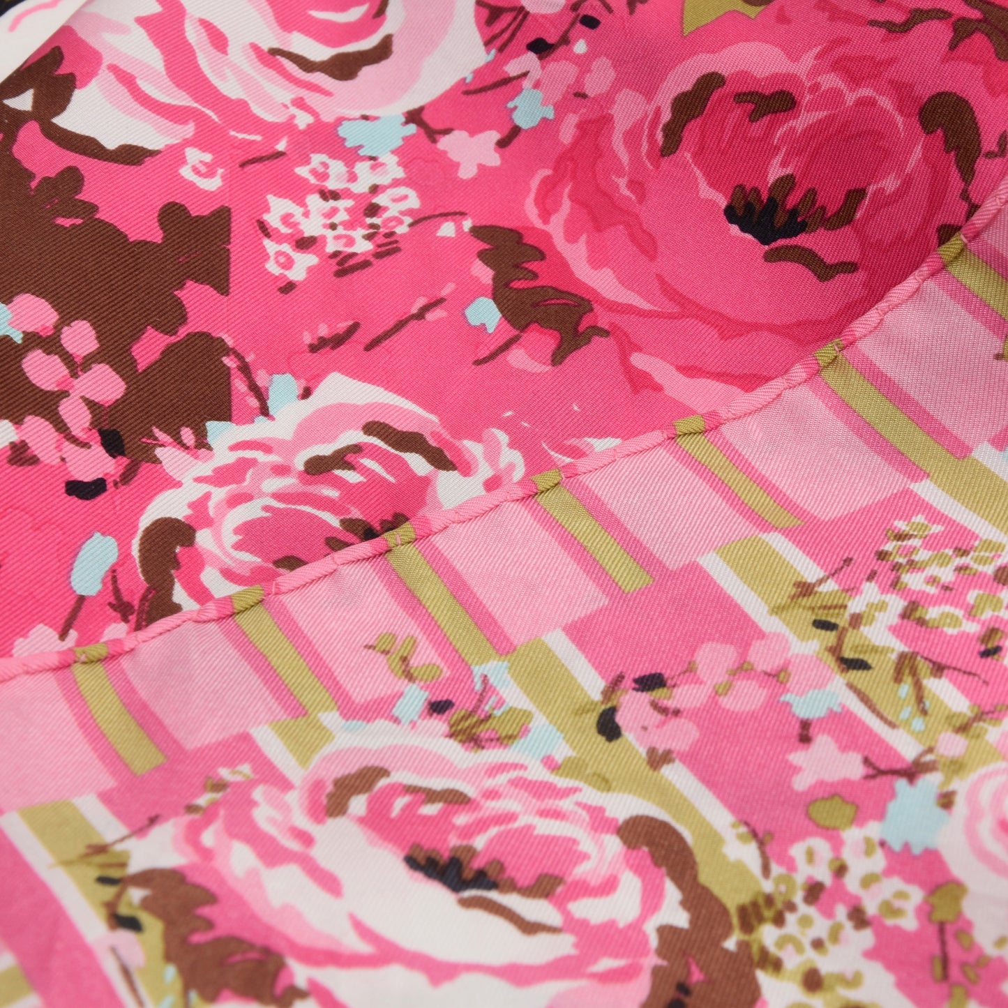 Kenzo Seidenschal mit Blumenmuster - Pink &amp; Weiß