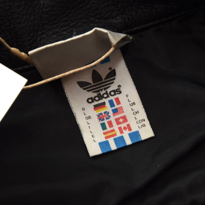 Vintage Adidas Steppjacke mit Lederpasse Größe L - schwarz