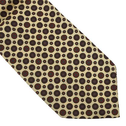 Klassischer Ascot/Cravat aus Seide – Buttergelbe Medaillons