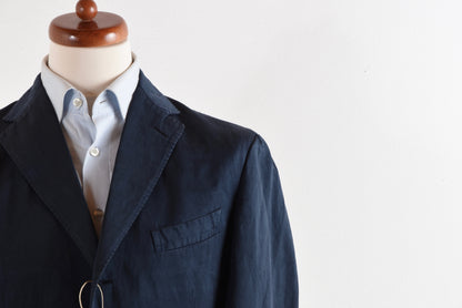 Boglioli COAT Cotton/Linen Jacket Size 52  - Navy Blue