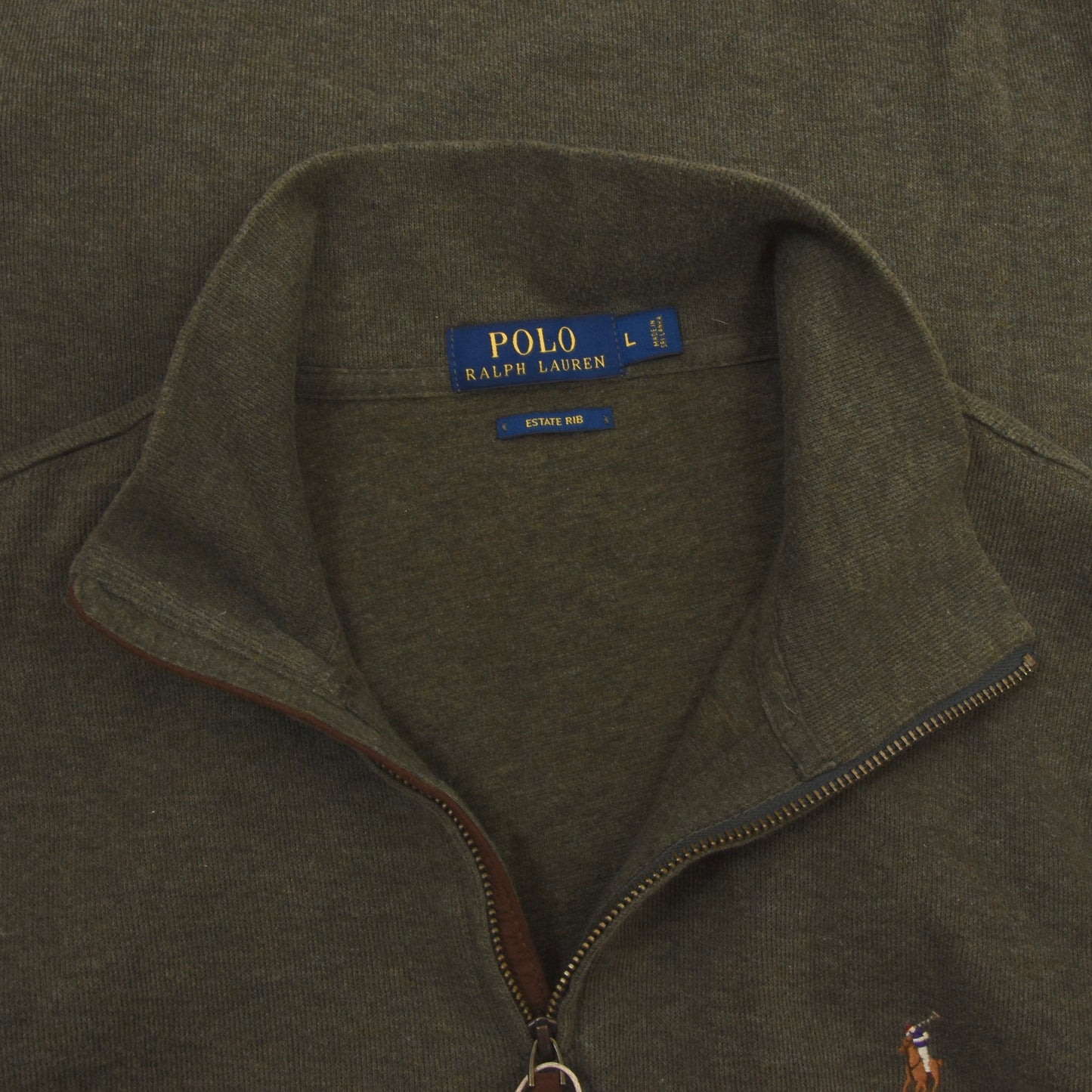 Polo Ralph Lauren Estate Rib Pullover mit 1/4 Reißverschluss - Grün