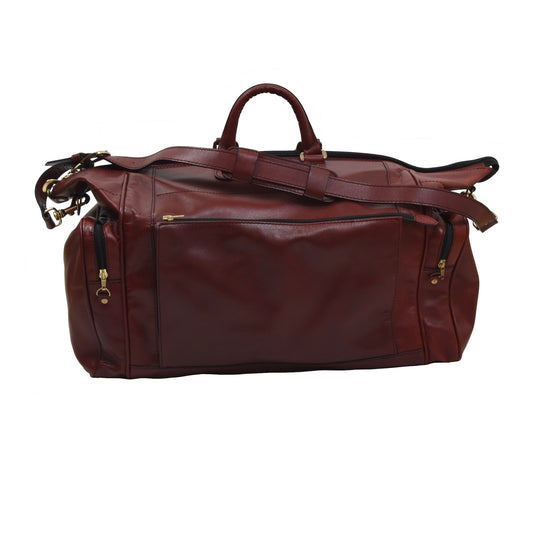 Vintage Leather Duffle Bag - Burgundy