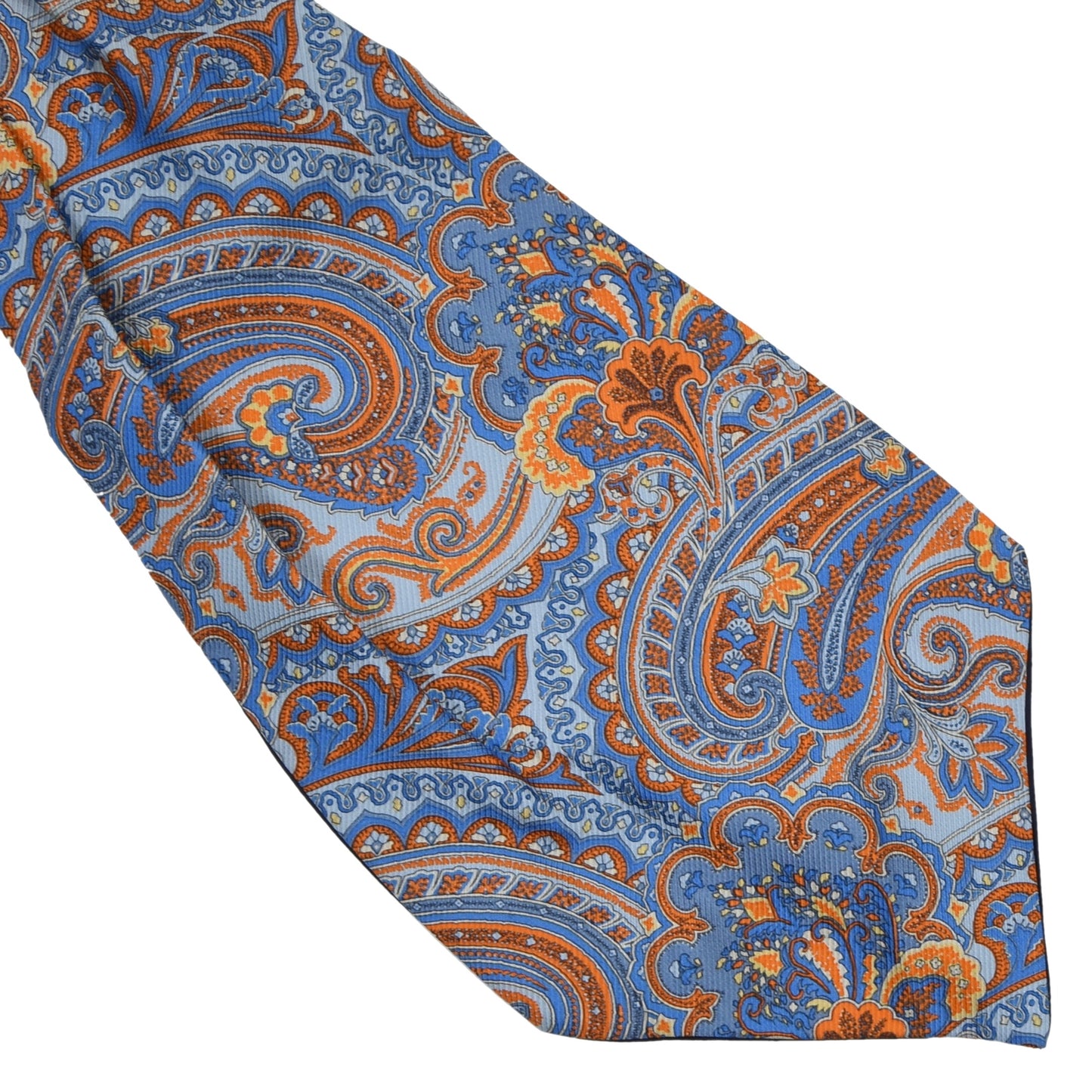 Klassisches Ascot/Cravat aus Seide – Orange &amp; Blaues Paisley