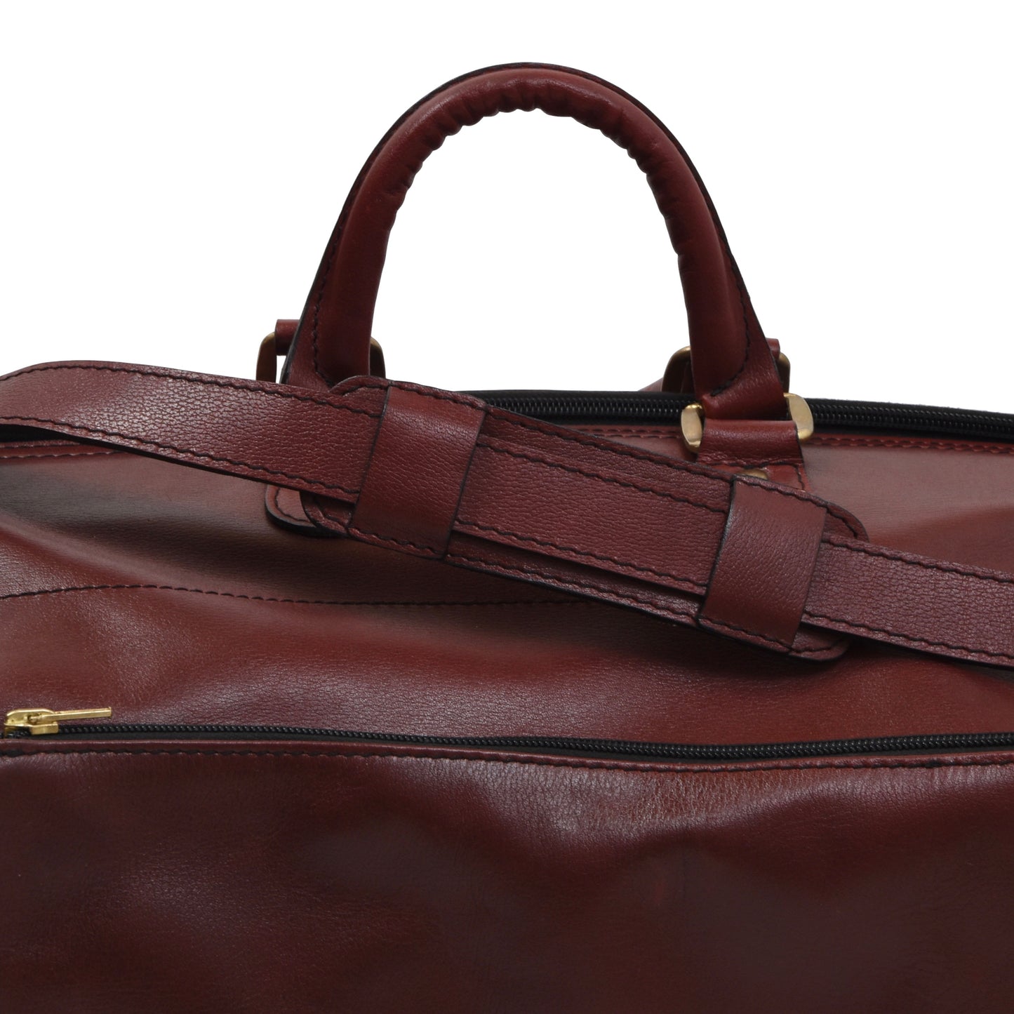 Vintage Leather Duffle Bag - Burgundy