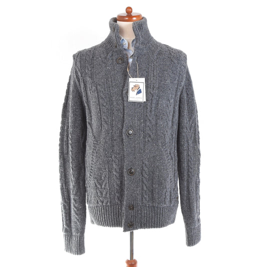 Woolrich Shetland Wollmischung Kabelstrick Cardigan Größe US L EUR XL - Grau