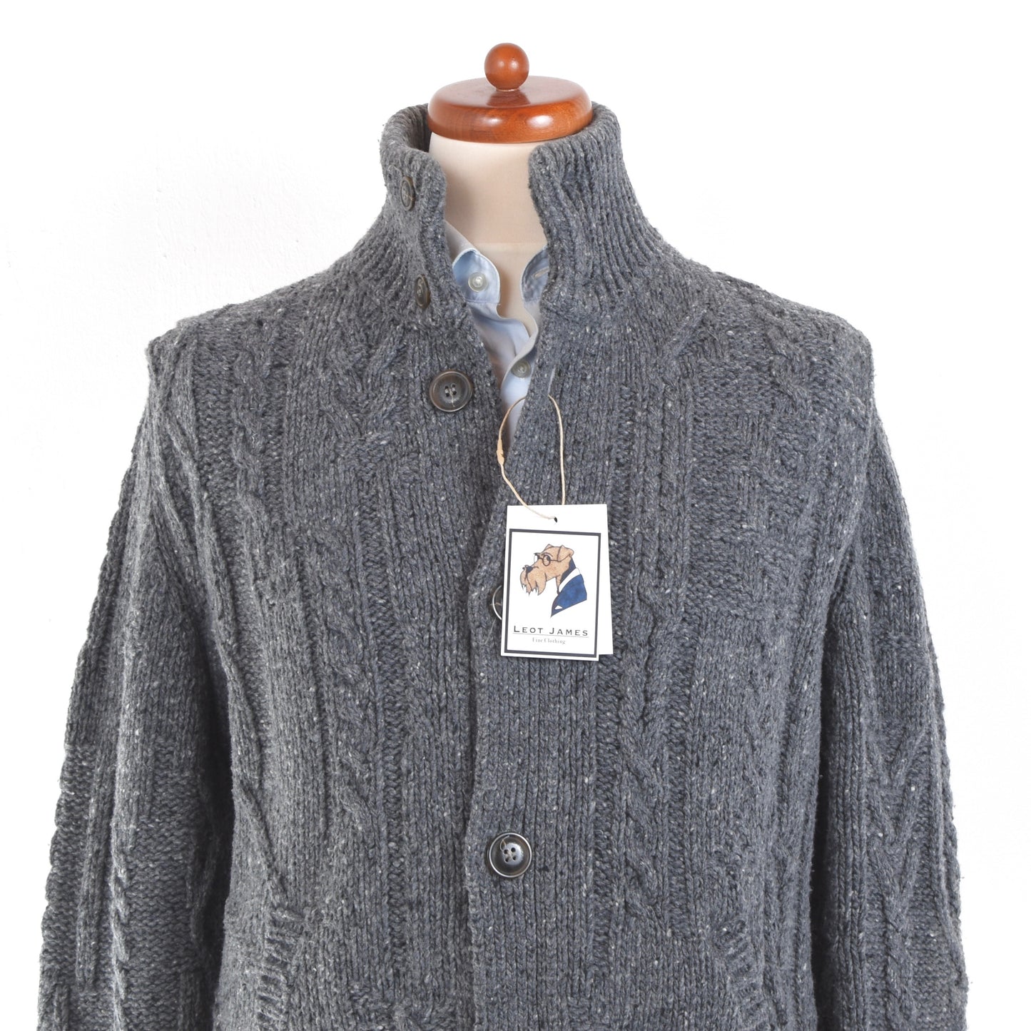 Woolrich Shetland Wollmischung Kabelstrick Cardigan Größe US L EUR XL - Grau