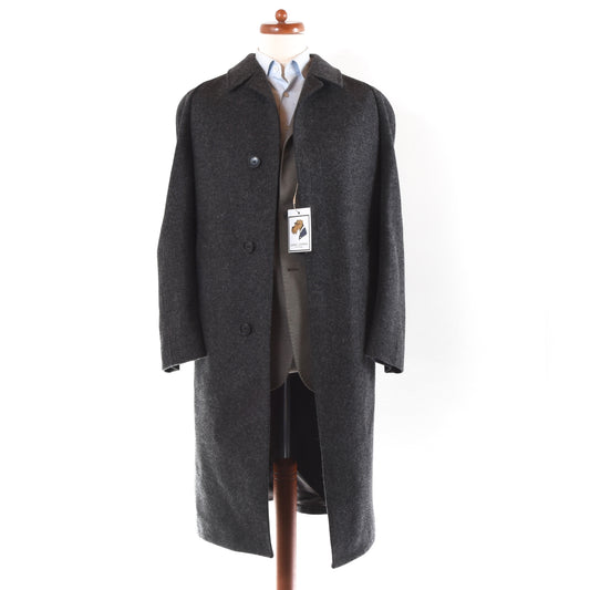 Huber & Lamprecht Wool Balmacaan Overcoat Size 48  - Grey