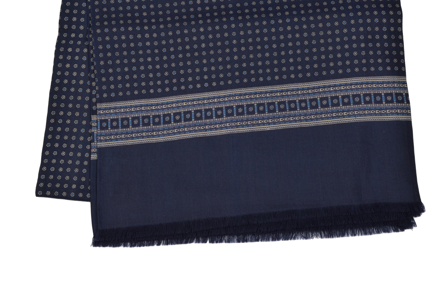 Pelo Flower Print Wool/Silk Dress Scarf - Navy