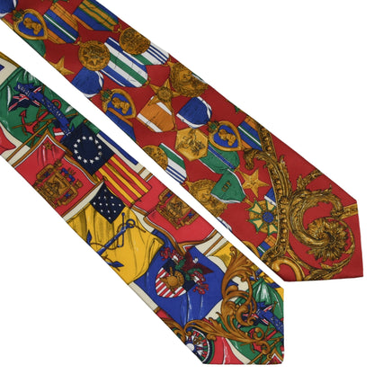 x2 Gianfranco Ferré Silk Ties - Flags & Medals