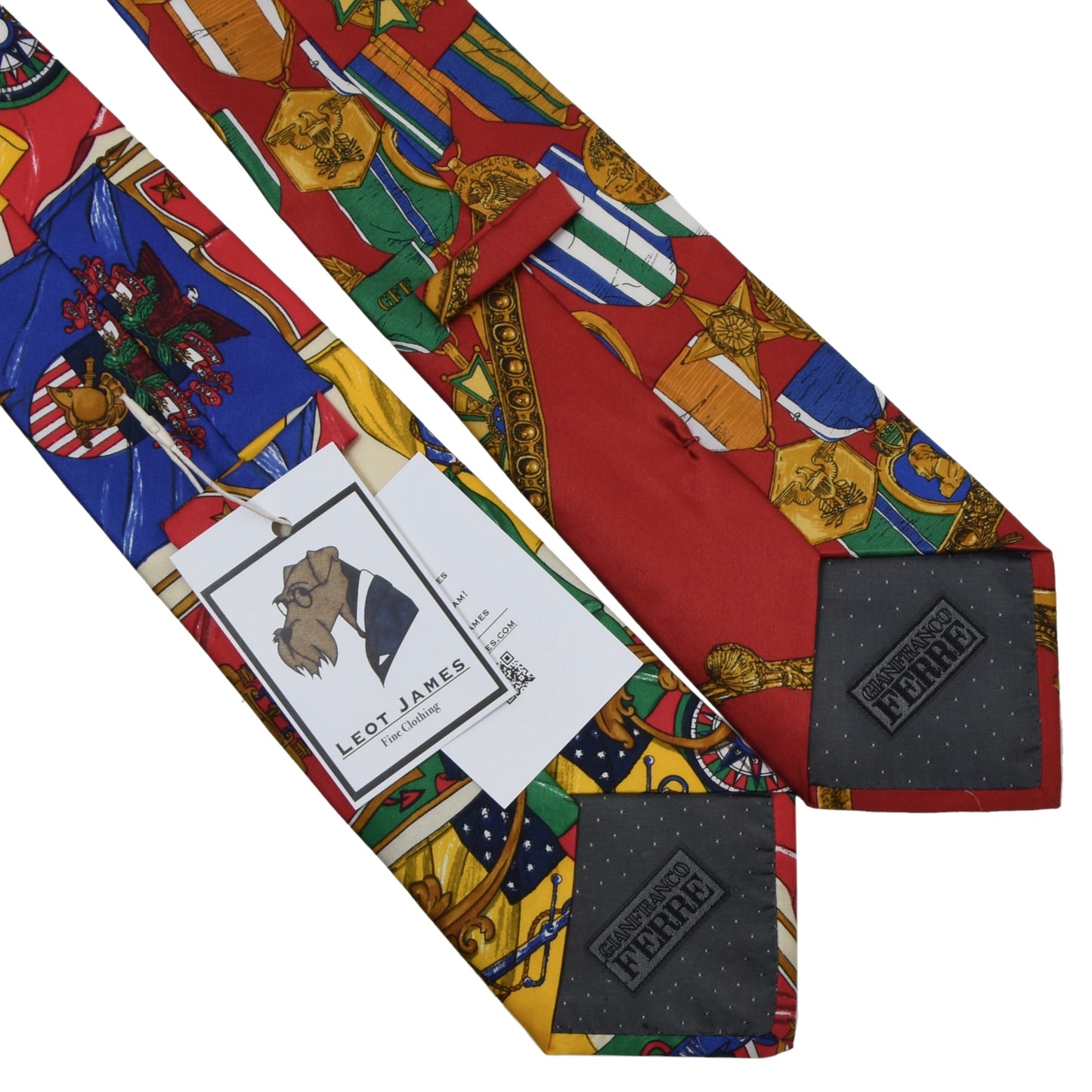 x2 Gianfranco Ferré Silk Ties - Flags & Medals