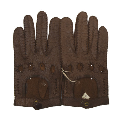 Unlined Peccary Driving Gloves Size 8 1/4 - 8 1/2 - Brown