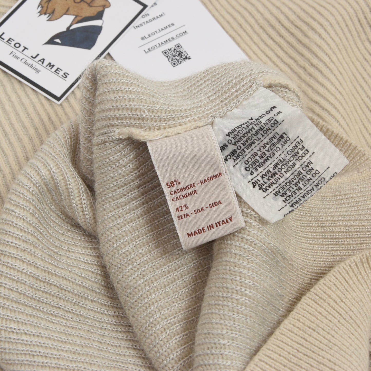 Ermenegildo Zegna Cashmere/Silk Sweater Size 52 - Cream