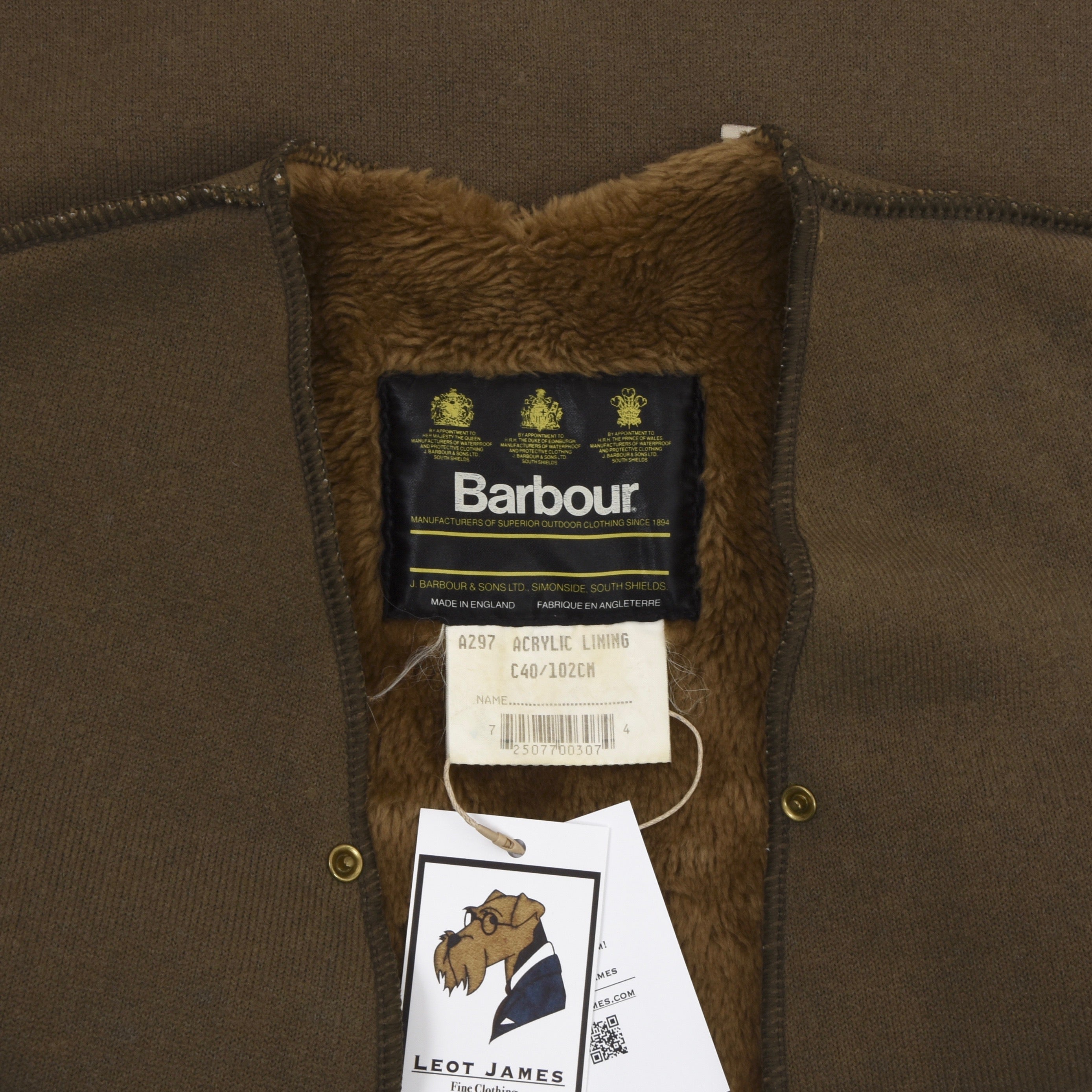 Barbour A297 Warmes Florfutter aus Acryl GroBe C40 102 cm Braun Leot James