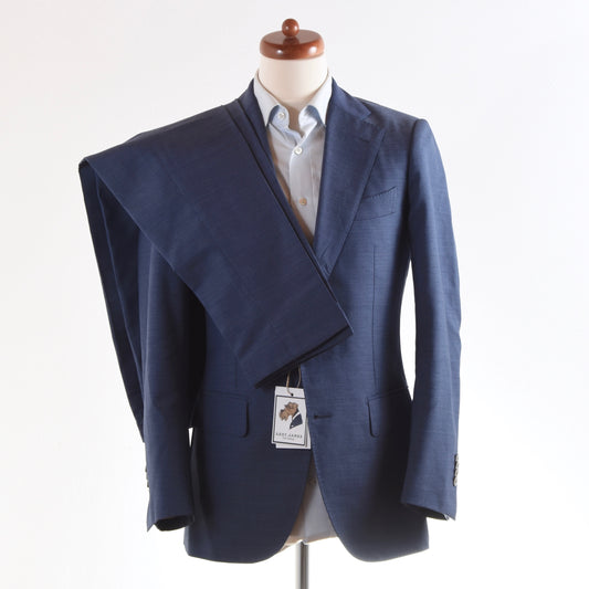 SuitSupply Lazio Wool Suit Size 46 Slim - Mid-Blue