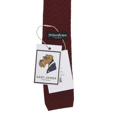 Vintage YSL Yves Saint Laurent Knit Cotton Tie - Burgundy