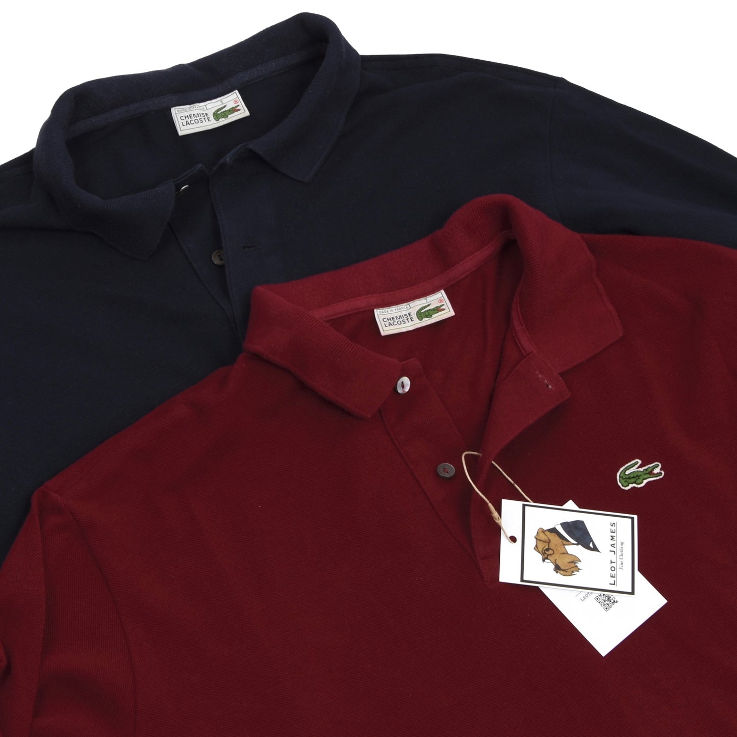 2x Vintage Lacoste Polo Shirts - Red/Navy Blue
